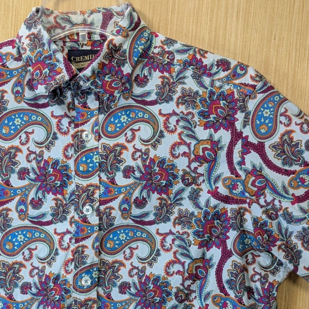 Cremieux Premium Mens Paisley Button Down Shirt Size M Multi Color Long Sleeve